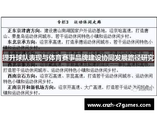 提升球队表现与体育赛事品牌建设协同发展路径研究